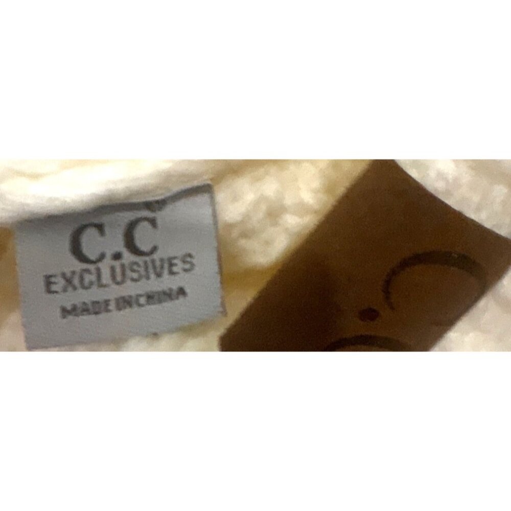 C.C Womens Ribbed‎ Knit Beanie Hat With Faux Fur Pom Ivory One Size - Picture 5 of 7